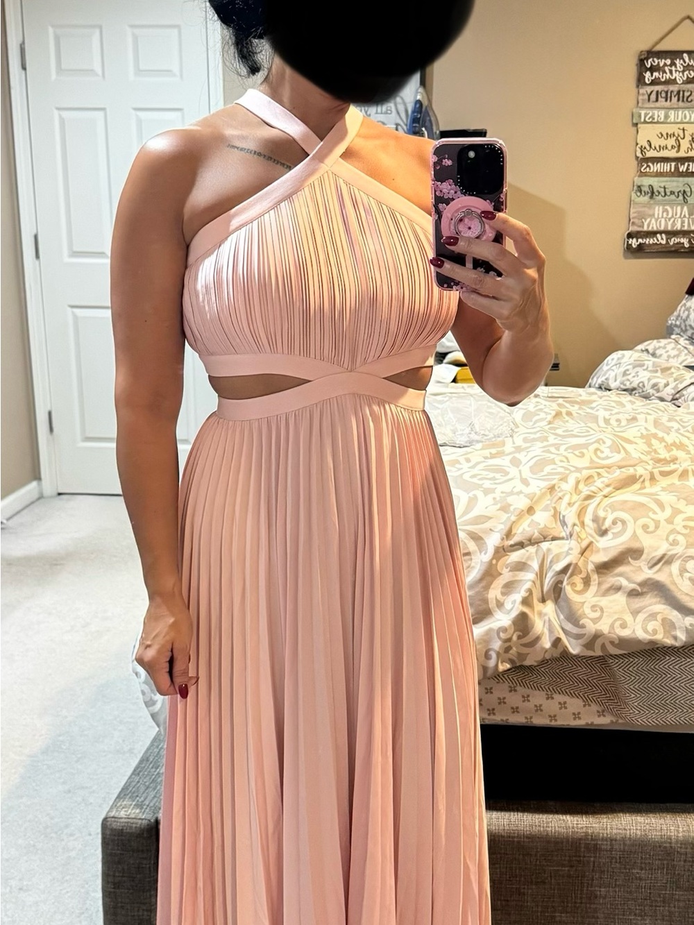 NWOT Maje Blush Pink Pleated Maxi Dress